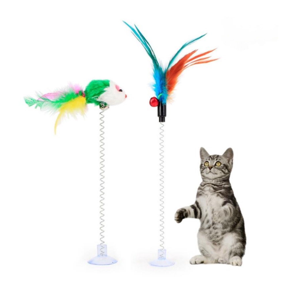 Mainan Kucing Tikus / Bulu Tiang Per Goyang - Tongkat Spring Cat Toys