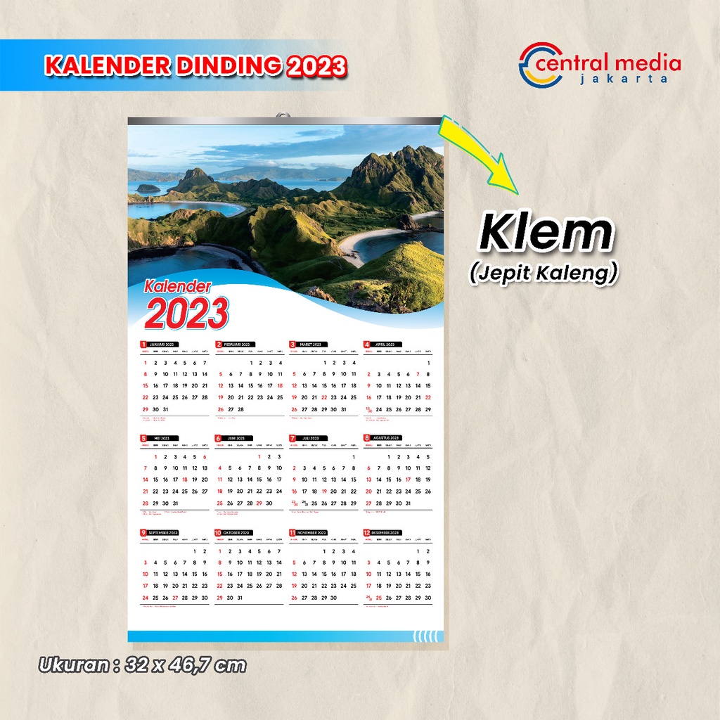 

Cetak Kalender 2023 Custom AP 150 Klem Jepit Kaleng Wall Calendar