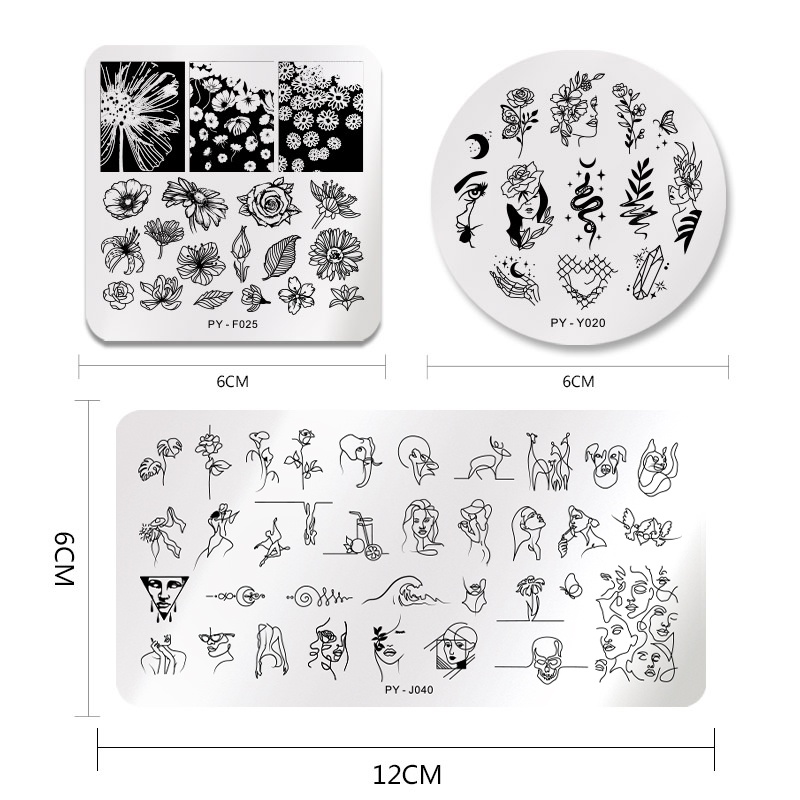 Cetakan Stempel Kuku Motif Geometri / Hewan / Buah Untuk Nail Art