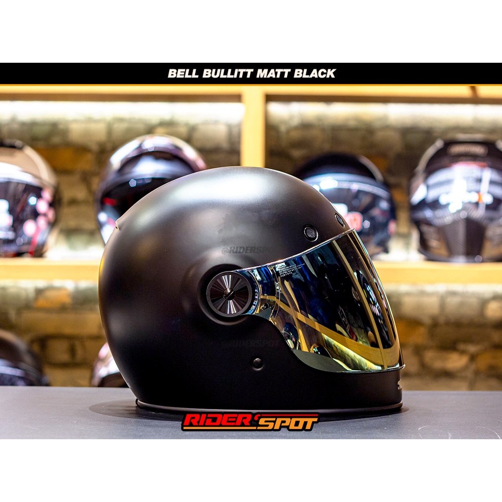 Helm Bell Bullit Matte Black Full Face Retro Helmet Original Touring