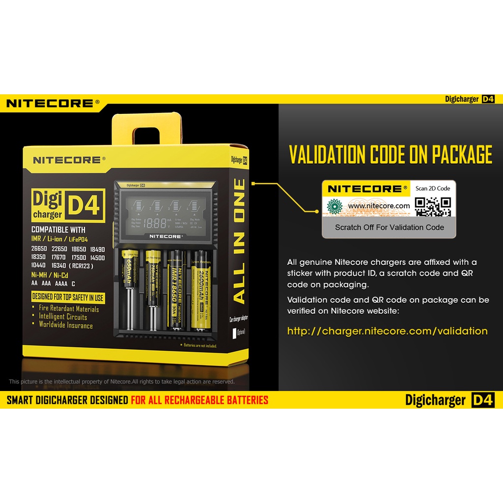 Nitecore D4 Digicharger Universal Battery Charger 4 Slot