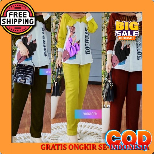 Setelan Wanita Kekinian One Set Rayon Bunga / Set Wanita Motif Bunga Import / Pakaian Wanita Kekinia
