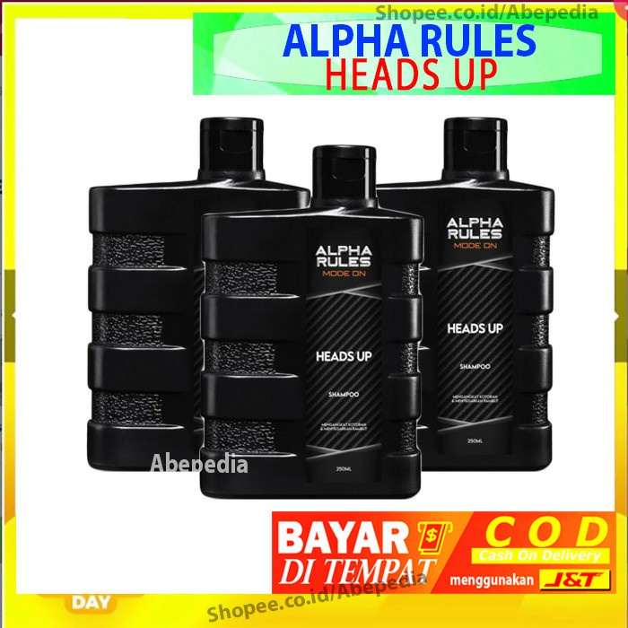 (BISA COD) ALPHARULES HEADS UP SHAMPO ANTI KETOMBE PRIA ALPHA RULES