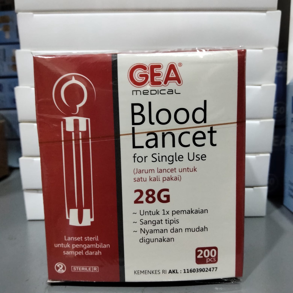 Blood Lancet ( Jarum Ambil Darah ) GEA 28G isi 200