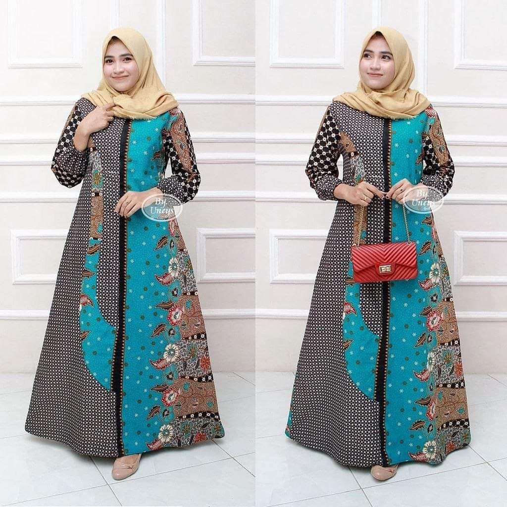 gamis batik kombinasi/gamis batik/batik wanita/batik gamis