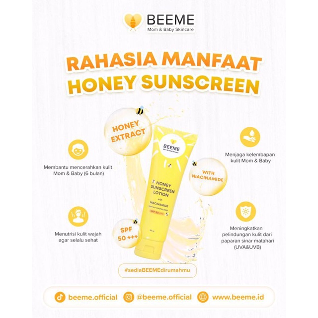 Beeme Honey Sunscreen Lotion Niacinamide SPF50+++ - Tabir Surya