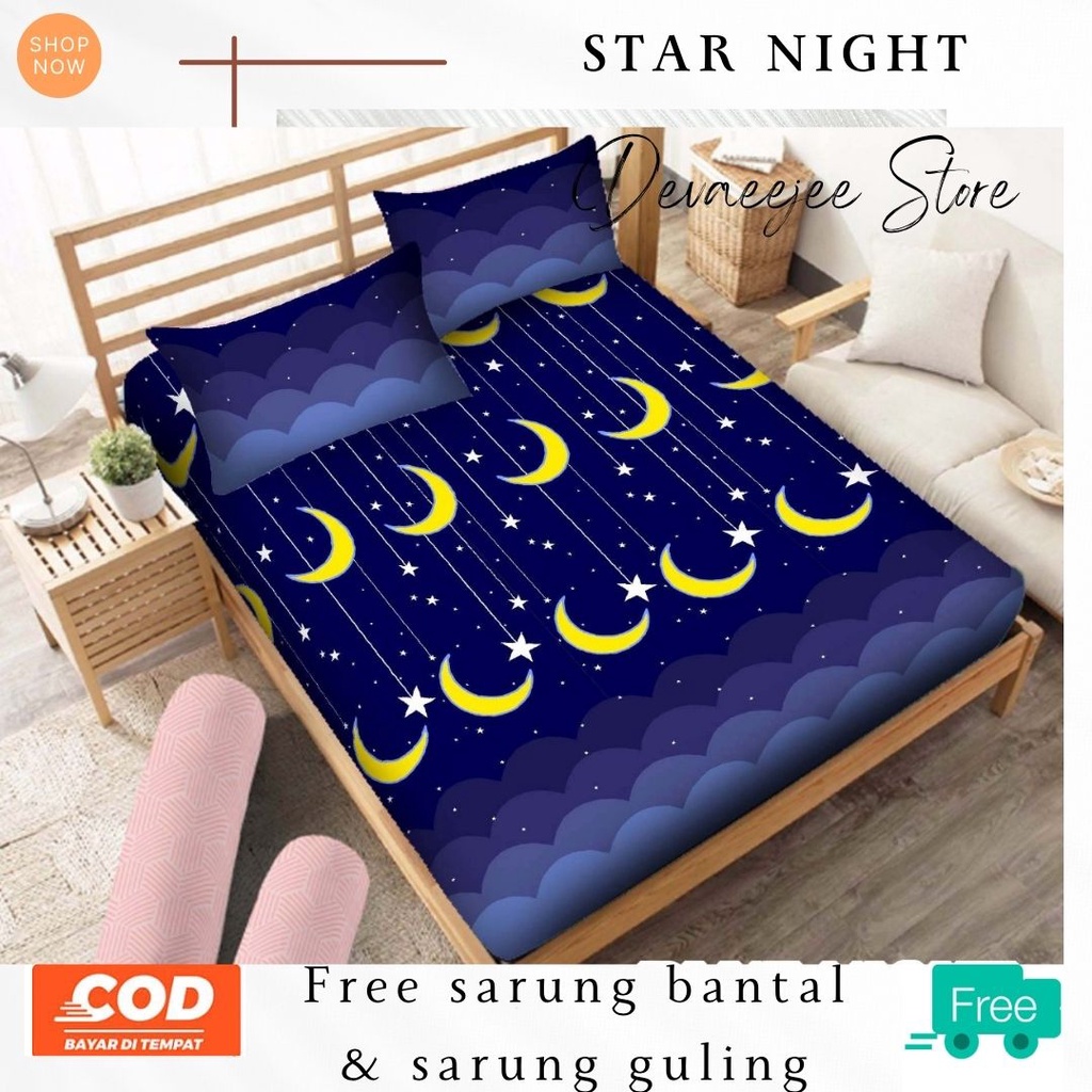 Sprei set sarung bantal sarung guling ukuran no.1 180x200 no.2 160x200 motif planet navy