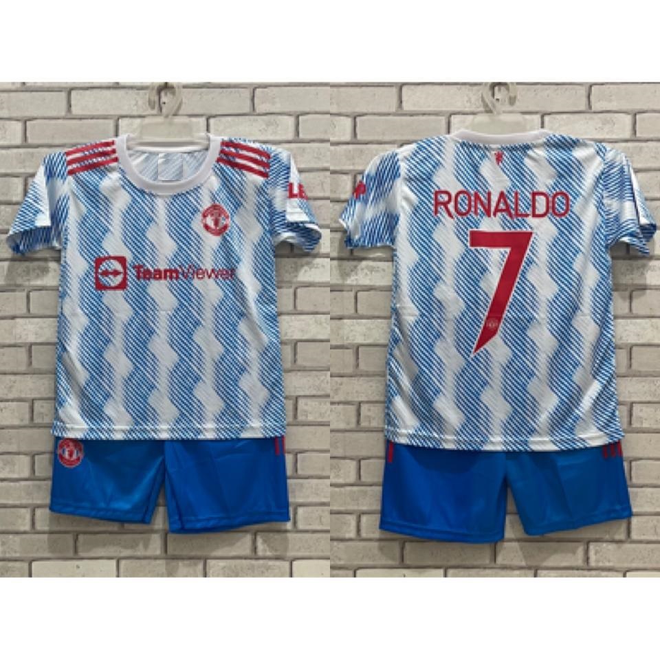 MU08 - Jersey Bola MANCHESTER UNITED AWAY RONALDO / Kaos Sepak Bola Anak / Kids Sport Tshirt