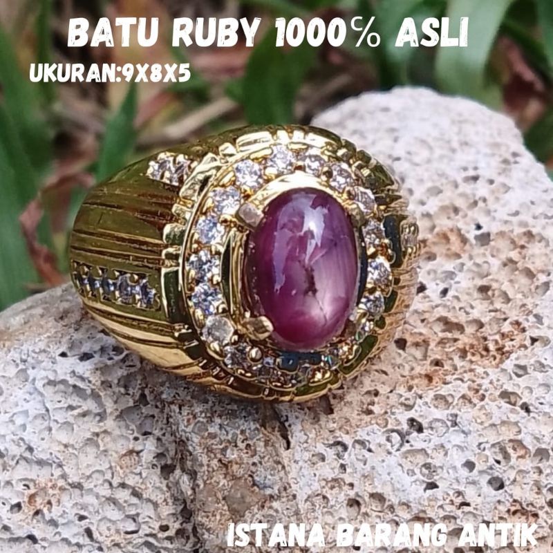 BATU PERMATA RUBY STAR ASLI NATURAL 100%