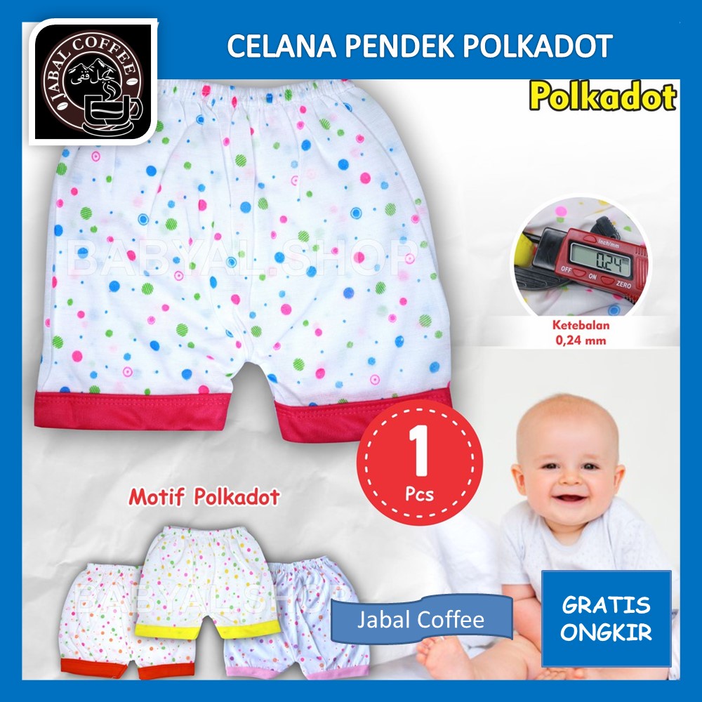 Celana Pendek Bayi Selusin / Celana Pendek Bayi Cotton Motif Polkadot New Born Baby 12 Pcs