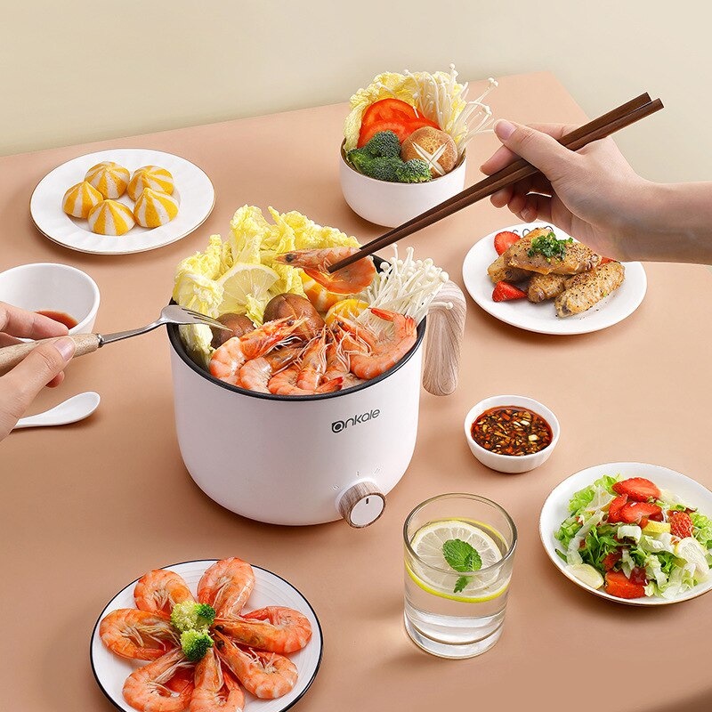 Ankale Panci Listrik Hot Pot Electric Multi Cooker Non-stick 600W 1.5L - AJL-A1503 - White