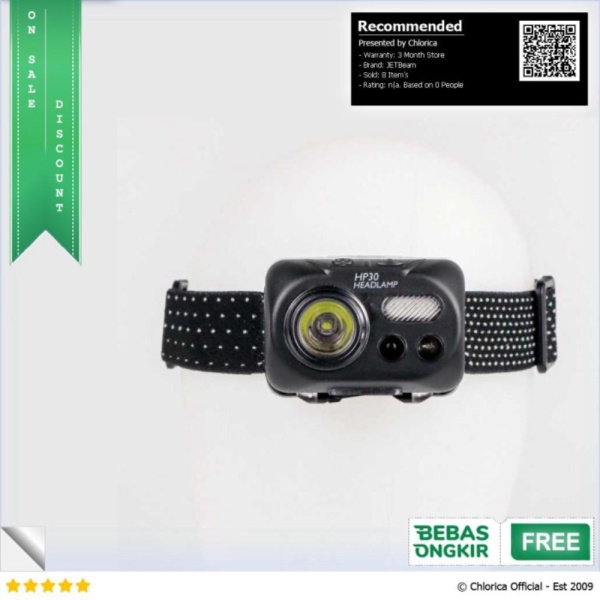 Promo JETBeam Senter Kepala Headlamp LED USB Rechargeable 200 Lumens - HP30 - Hitam JETBeam Diskon
