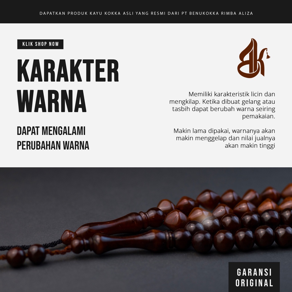 Tasbih Kokka Bulat 99 Original Kayu Kauka Asli Kaukah Kaoka Koka Kaokah  BENUKOKKA