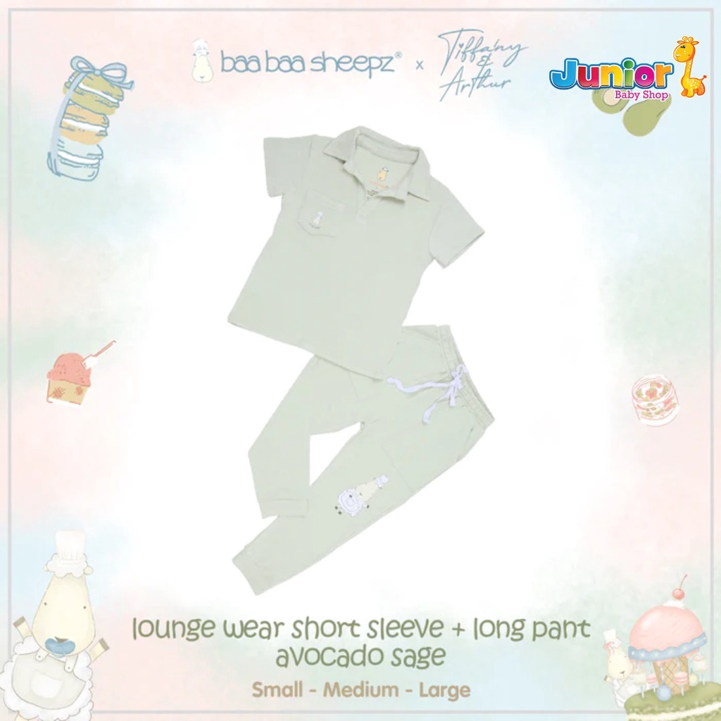 Baabaasheepz Short Sleeve Shirt+Long Pant X Tiffany&amp;Arthur Baabaachef - Pyajamas Anak