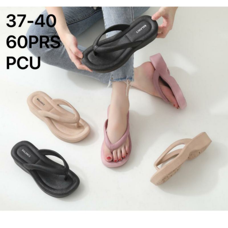 Original Balance 7001 Sandal Wedges 4 Cm Jepit Karet Jelly Wanita Import Anti Slip Korean Style Sendal Perempuan Japit Tebal PCU Rubber Ori Cewek Impor Model Pita Terkini GN-7001-1 GN-7001-A2 7001-A2 7001-A4 Viral Cantik Murah Lentur