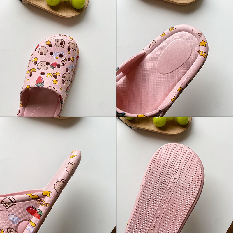 Gobra ♕ SA020 Sandal Soft Slip On Import Sendal Rumah Motif Bear Cute Fashion Korea Wanita Bahan Rubber Anti Sakit