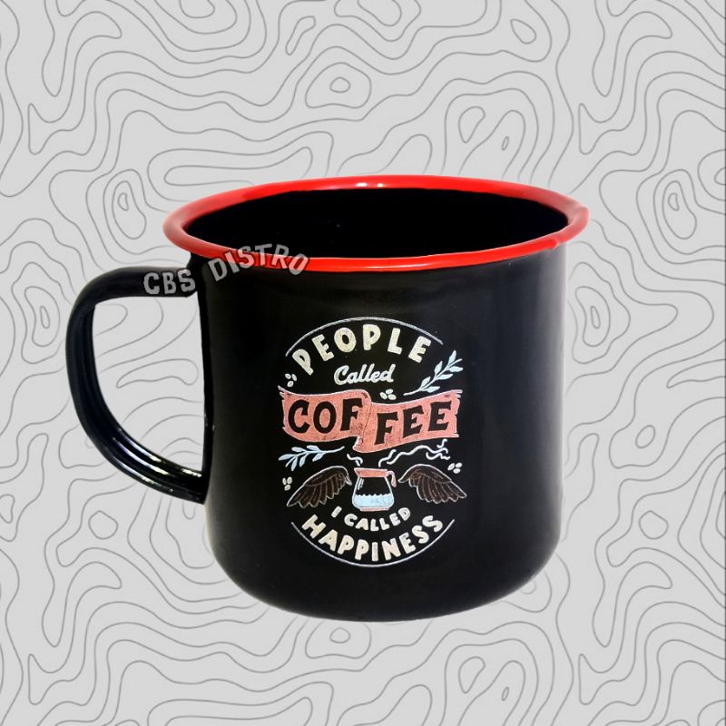 Cangkir Gelas Mug Stainless Kopi Enamel Coffee Espresso Milk Susu Teh Adventure Karabiner Motif  Ten