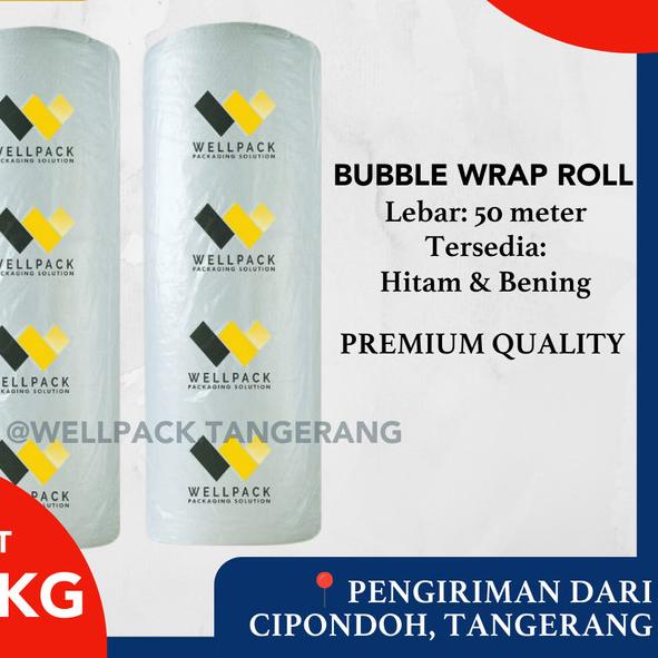 

Bubble Wrap Roll 125cm x 50m Hitam & Bening (Ekonomis) Wellpack MP GMP - Hitam, 2.4KG