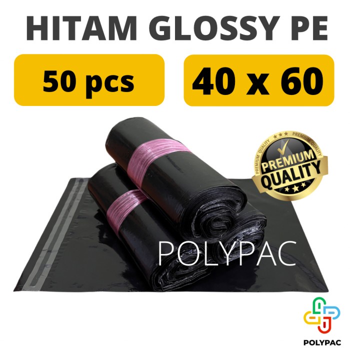 Polymailer Hitam Glossy [40X60] Isi 50 Pc - Polymailer Hitam Premium