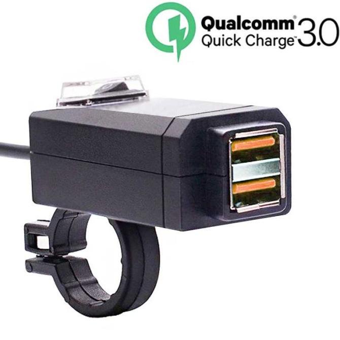 Dual USB port Charger Motor waterproof 3.4A Support QC 3.0