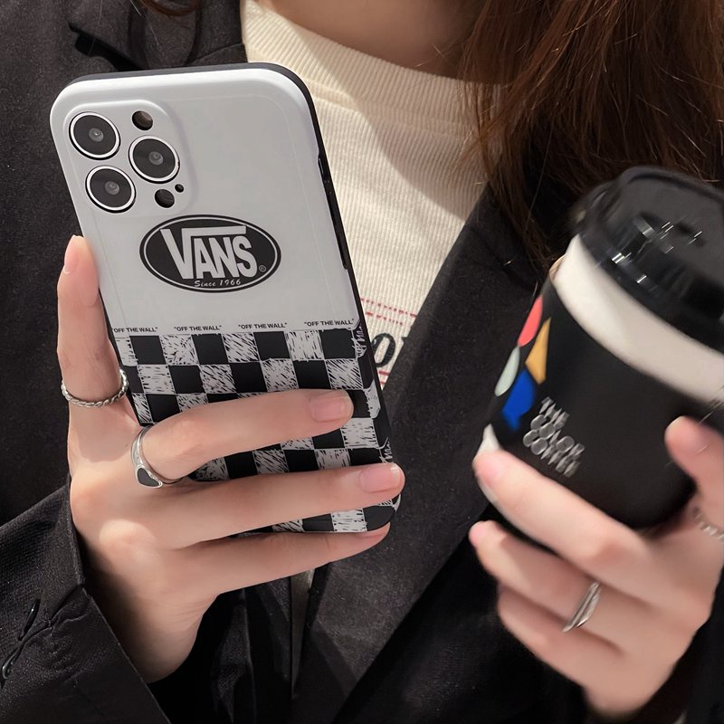 Luxury IMD Case HP iP IPhone X Xr Xs Max14 Plus+Apple IPhone 11 12 13 Pro Max Sarung Silikon Pria Casing HP Vans Checkerboard