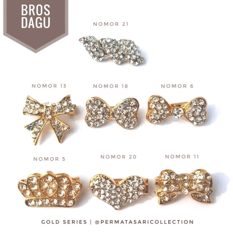 Bros Dagu Korea Kecil Aksesoris Jilbab Hijab Kerudung Wanita Muslim Muslimah Kuning Gold Small Brooch Pin Peniti Motif Bunga Pita Mutiara 1