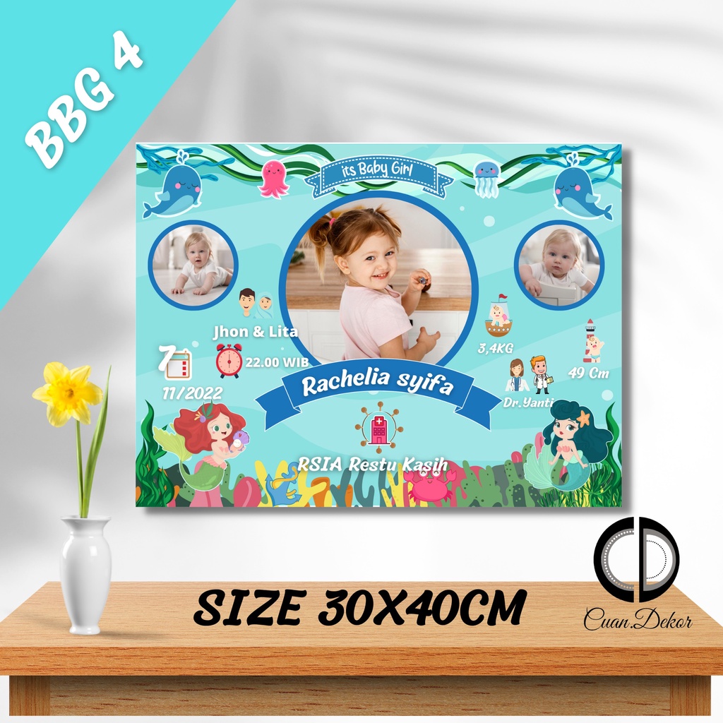 CETAK FOTO BIODATA ANAK- CETAK FOTO BIODATA BAYI + BINGKAI 30X40