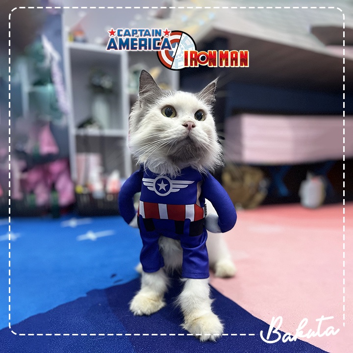 Kostum Superhero untuk kucing dan anjing Lucu Ironman Vs Kapten Amerika / Kostum kucing Murah / Baju Kucing Tangerang size S-XL