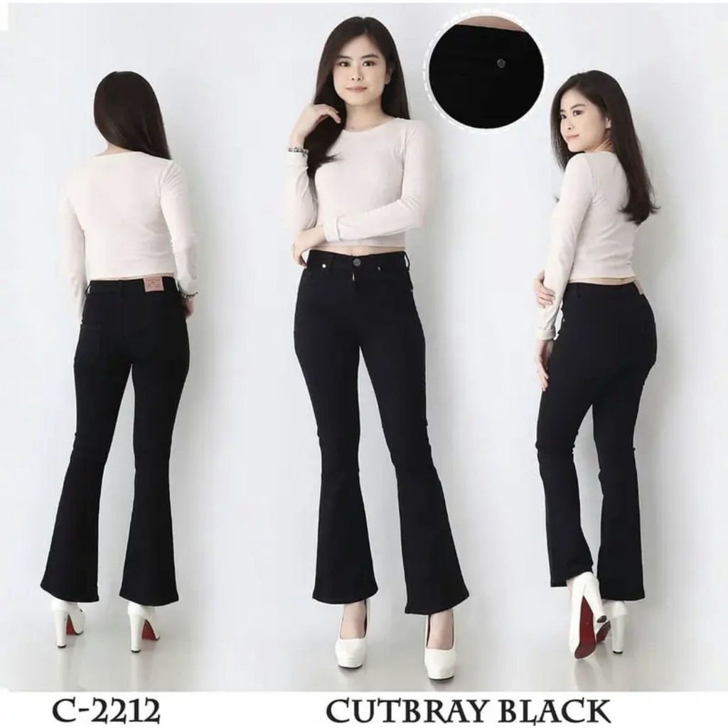 YAOSHI - Celana Panjang Wanita Cutbray Basic Streach