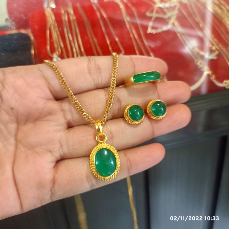 set perhiasan bali alpaka lapis emas