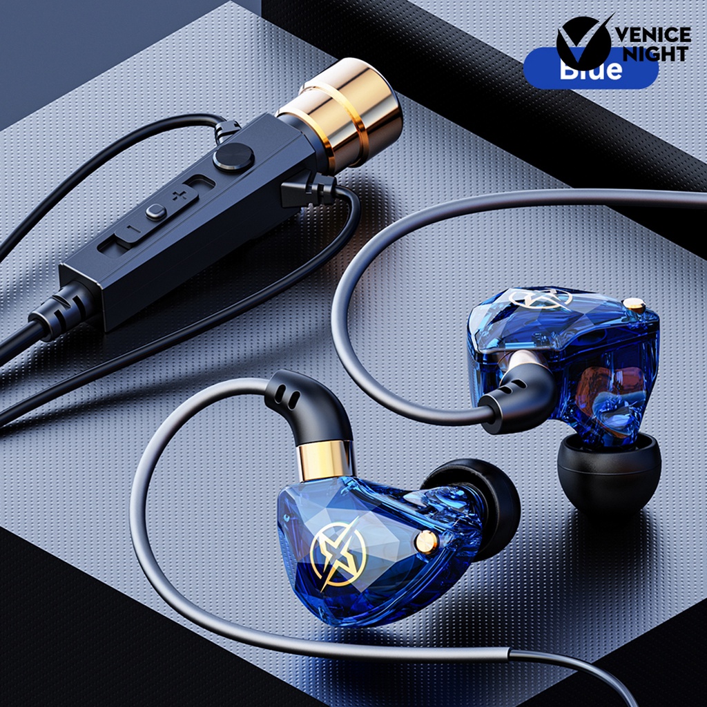 (VNEP) (Berkabel) Pengurang Kebisingan Nyaman Dipakai Earphone dengan Mikrofon 3.5mm Stereo Surround In-ear Sports Earbud Aksesoris Telepon