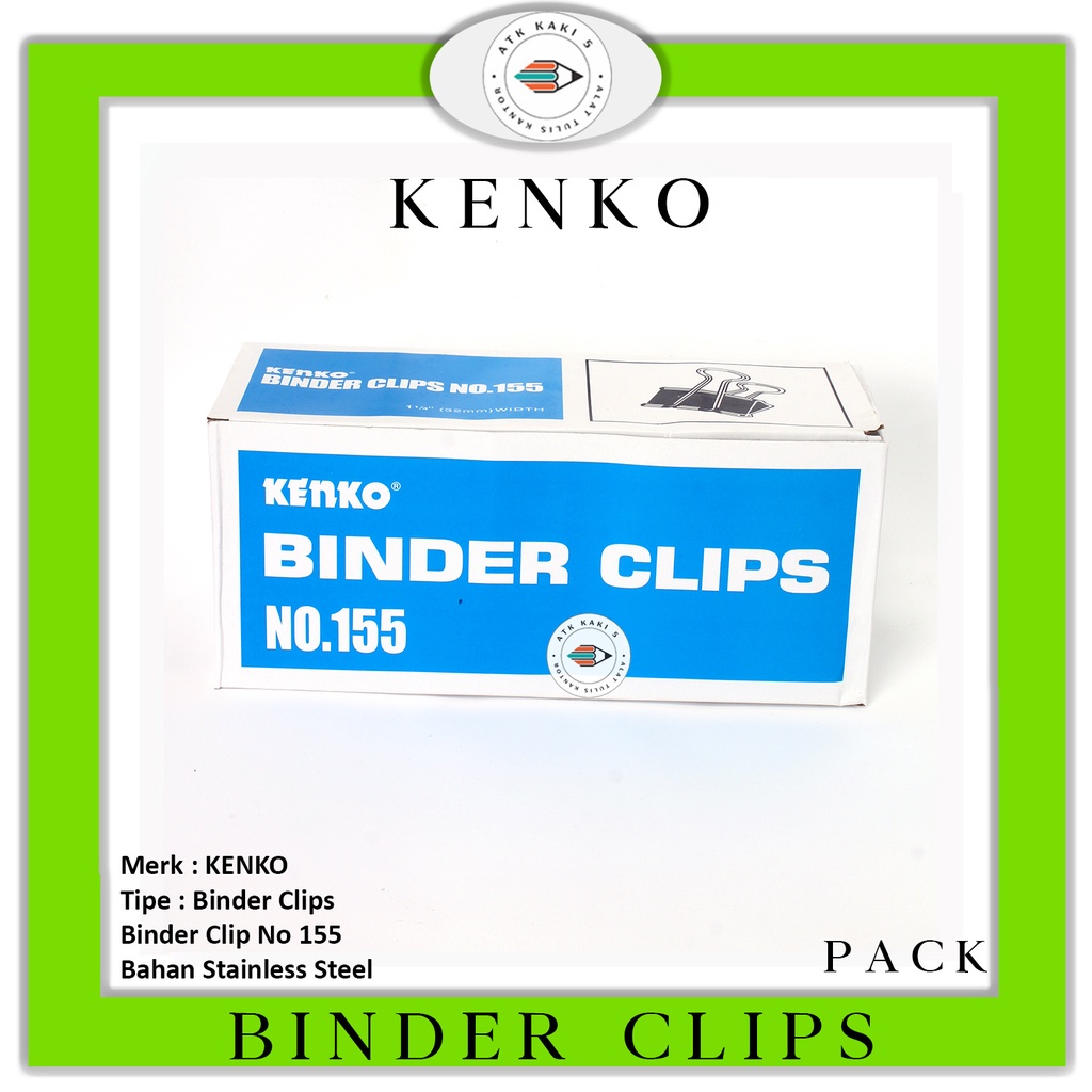 

KENKO - Binder Clip Kertas No. 155 Penjepit 32 mm - Pack