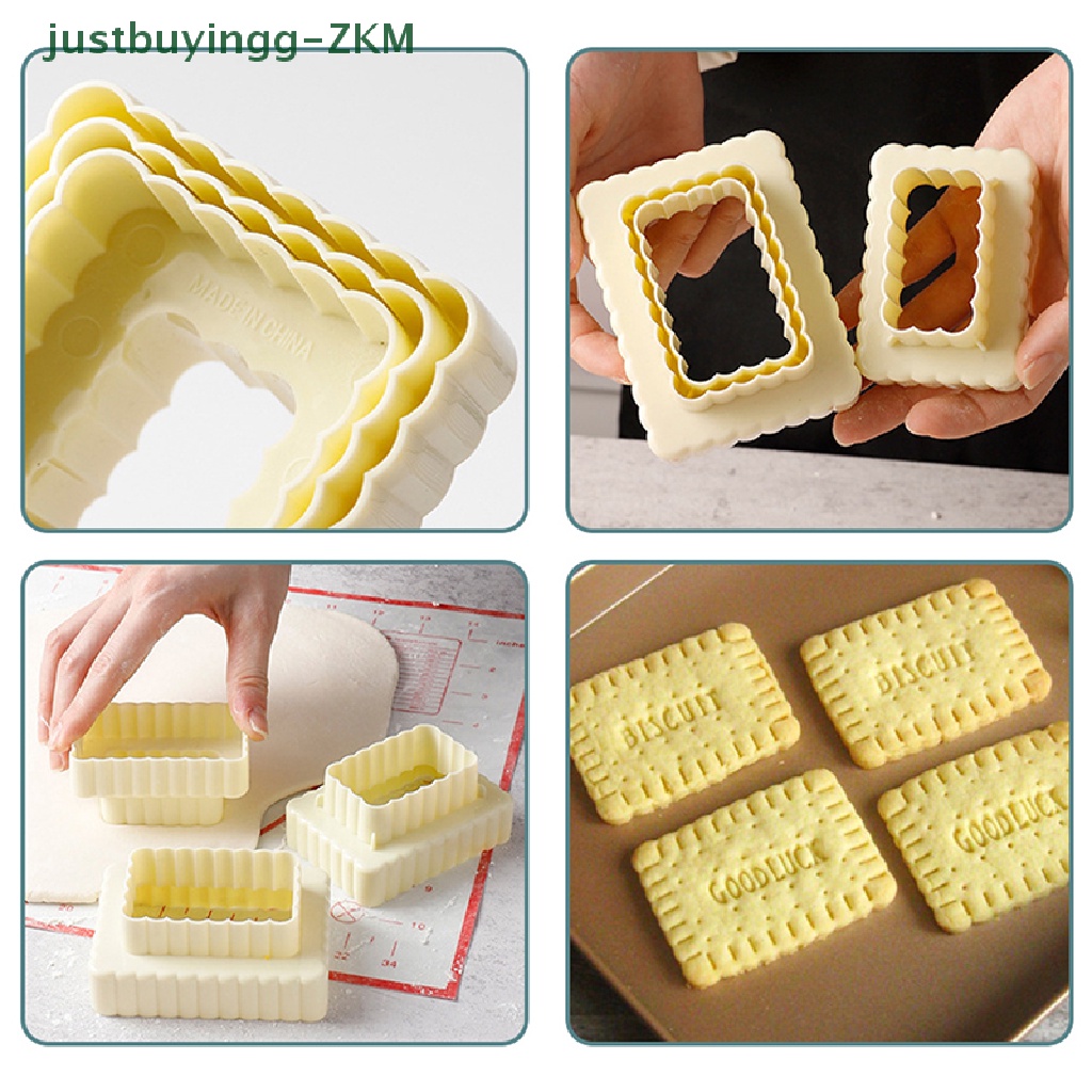 3pcs / Set Cetakan Pemotong Kue / Biskuit / Fondant Bentuk Persegi