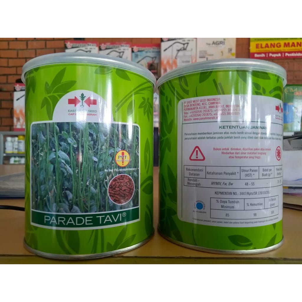 Bibit Benih Kacang Panjang Parade Tavi Kaleng 500Gram Cap Panah Merah