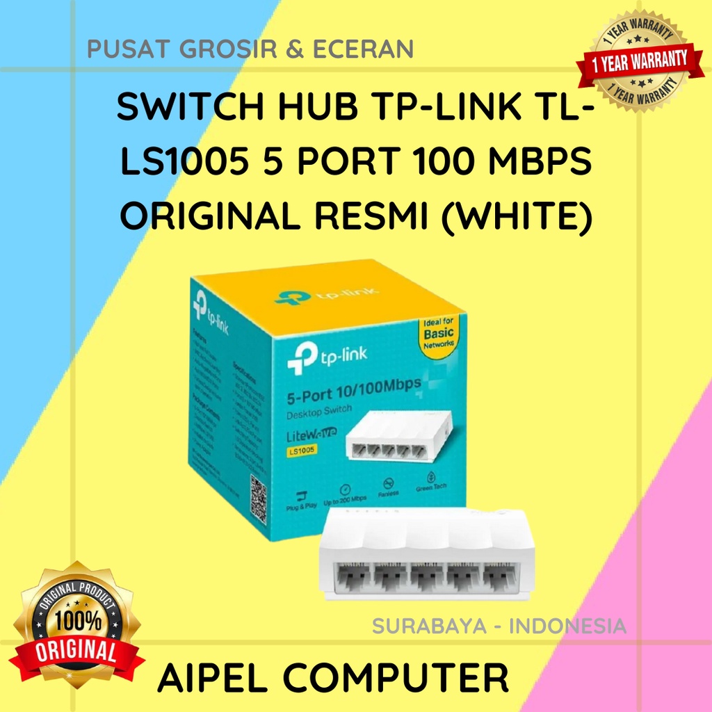 LS1005 | SWITCH HUB TP-LINK TL-LS1005 5 PORT 100 MBPS ORIGINAL RESMI