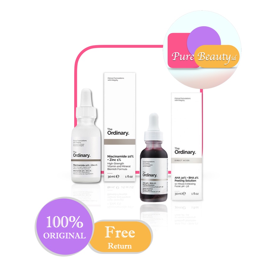 THE ORDINARY Niacinamide 10% + Zinc 1% AHA BHA Peeling Solution Clear Brighten Cerah Exfoliating ❤ 100% Original ❤