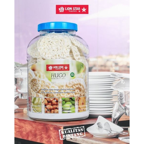 Toples Jumbo Kedap Udara - Toples Asinan Lionstar - Toples Kopi - Hugo Round Jar 8 liter