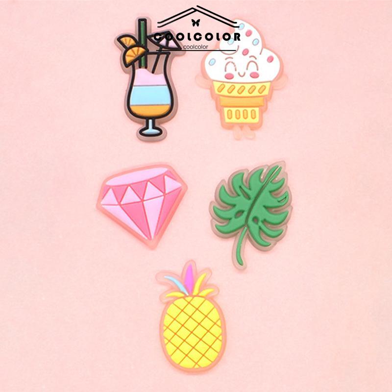 COD❤️Charms Pin Bahan Pvc Glow In The Dark Desain Makanan Untuk Aksesoris Charms Fashion- cl