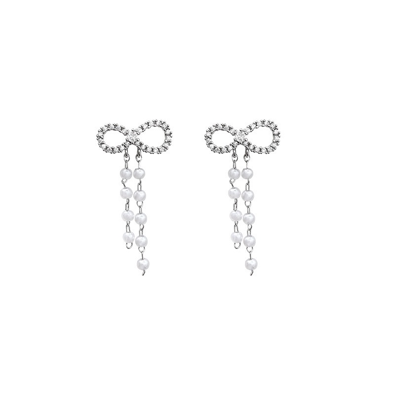 Anting Tusuk Sterling silver 925 Desain Bunga Hias Mutiara + Kristal Zircon Mewah Untuk Wanita