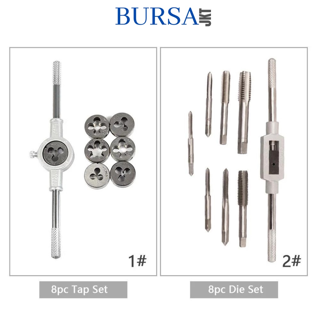 SET TAP DIE METRIX PEMBUAT DRAT HAND TAP M3 - M12 ADJUSTABLE SET 8IN1