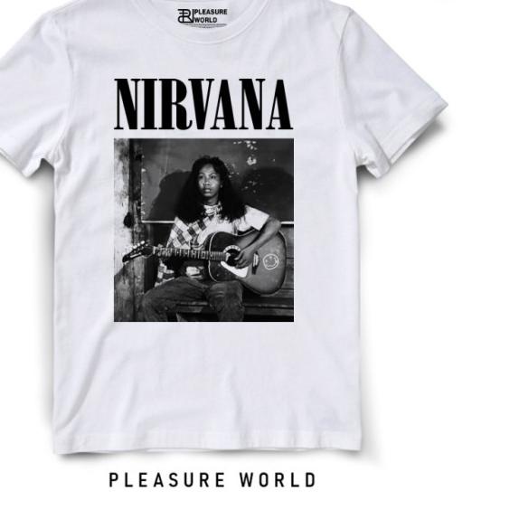 Kaos Band Nirvana x Mandra | Baju Mandra Nirvana| Pleasure World - Putih, S