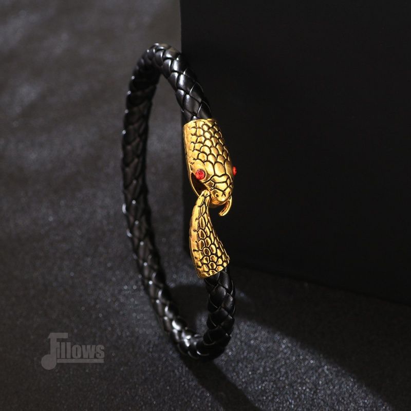 Gelang Kulit Ular Kepala Sanca Gaya Classic Fashion Terbaru Pria Kece Kekinian GK6