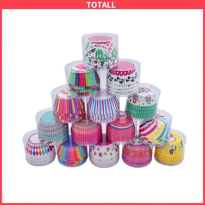 COD 100 Pcs Muffin Warna-warni Cupcake Kertas Cangkir Kue Kotak Kue Cup Case Cup Cake Kertas Kue-Totall