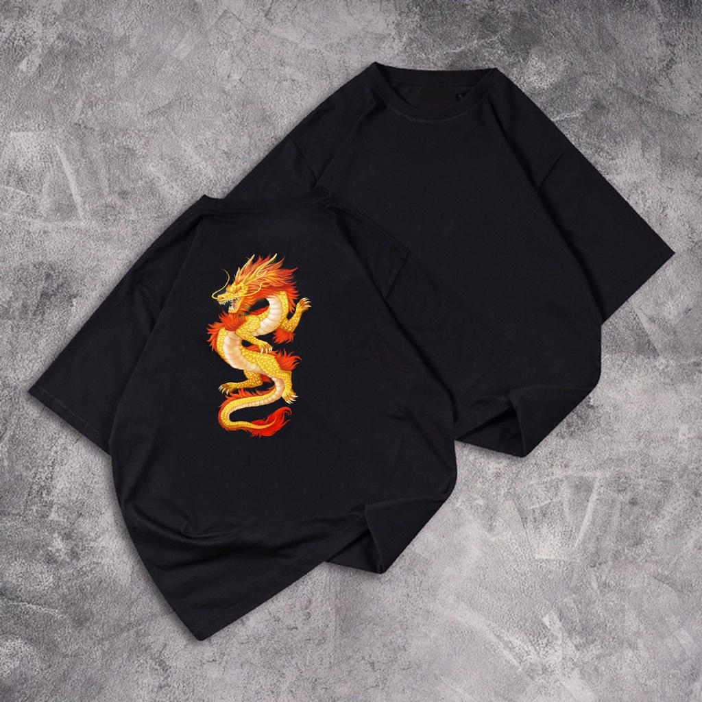 GSC - Kaos Oversize Dragon Fire / Kaos Oversize Bahan Cotton 24S