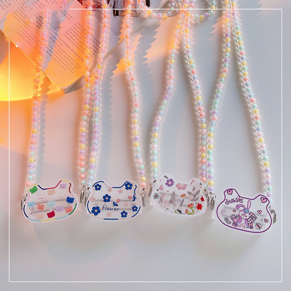 1 Set Tali Lanyard Motif Kartun Beruang Dengan Klip Untuk Holder Handphone