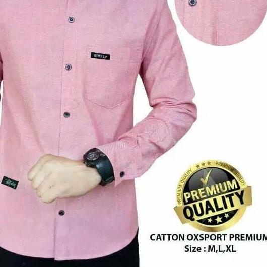 SPECIAL DISCOUNT Promo Baju Kemeja Polos Panjang Pria Hem Distro Baru - Biru Muda, M
