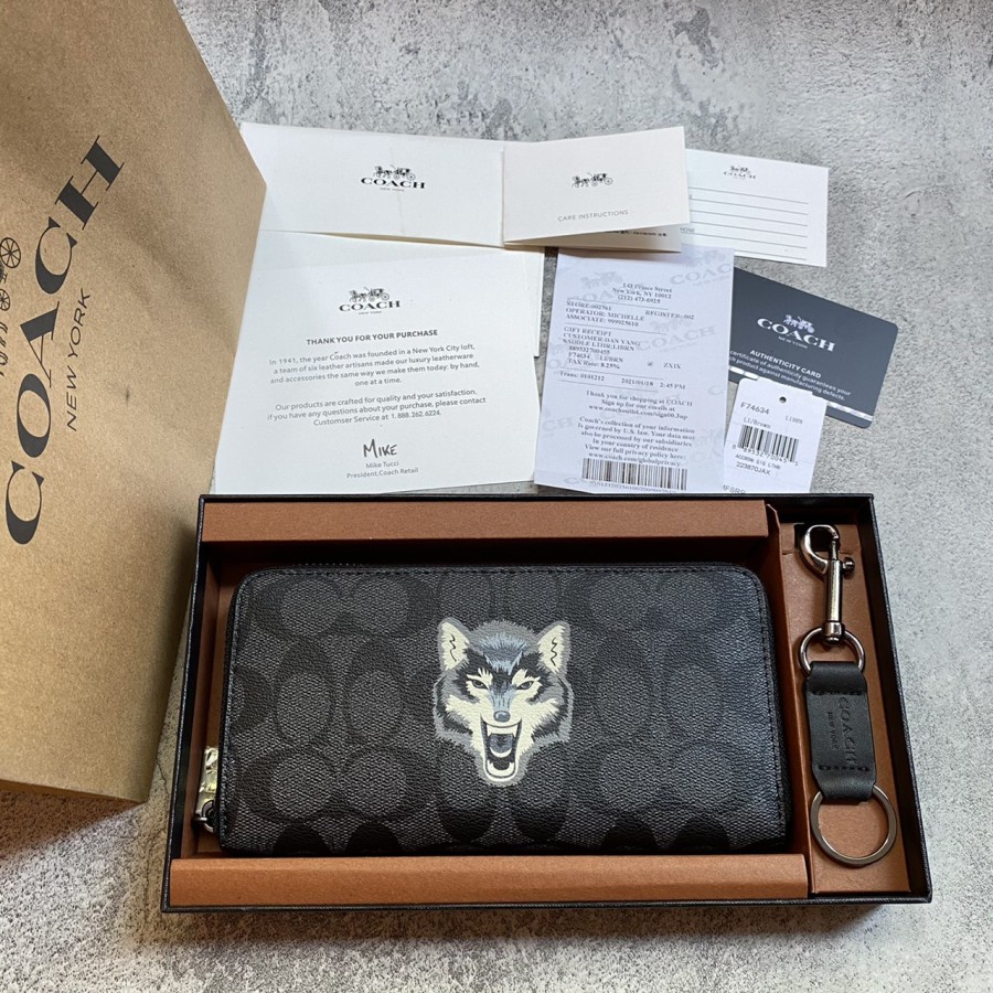 LONG WALLET PRIA COACH DOMPET PANJANG WOLF 31520