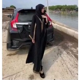 Abaya Hitam Turkey Gamis Maxi Dress Dubai 195 Bahan jetblack Kwalitas Ori