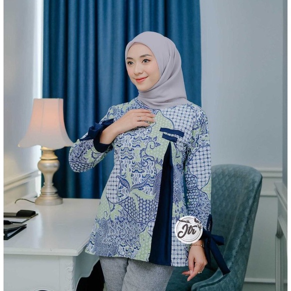 Baju batik wanita modern Atasan Batik Wanita Kerja M L XL Batik kombinasi Blouse Batik Kerja