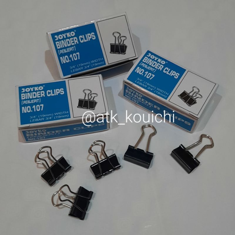 

BINDER CLIP JOYKO NO. 107 UKURAN 3/4" 19MM | KLIP KECIL PENJEPIT KERTAS WARNA HITAM 19MM HARGA MURAH DAN BERKUALITAS